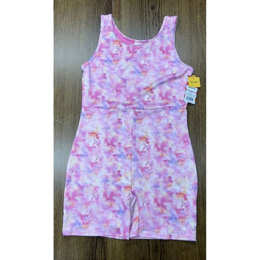 Girls Gymnastics Floral Spray Sleeveless Biketard Cat & Jack Pink Size XL 14-16‎
